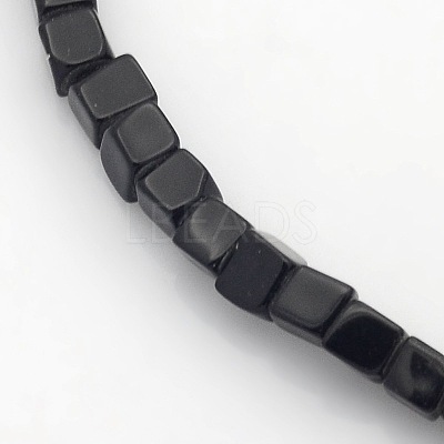 Cube Natural Black Stone Beads Strands G-P057-01-1