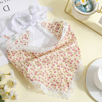 Flower Decor Lace Triangle Bandanas OHAR-WH20005-08B-1