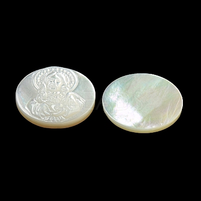 Carved Natural White Shell Cabochons SSHEL-N038-06B-10-1