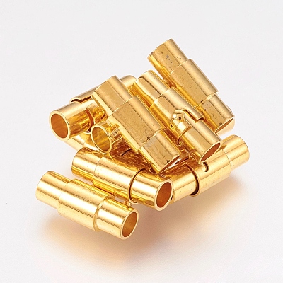 Brass Locking Tube Magnetic Clasps LS-MC078-G-1
