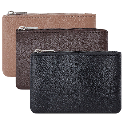 3Pcs 3 Colors Litchi Print PU Leather Zip Pouches ABAG-CP0001-07-1