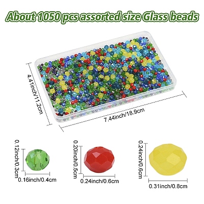 1050Pcs 10 Styles Glass Beads GLAA-YW0004-19B-1