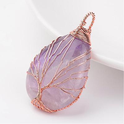 Natural Amethyst Pendants G-K122-09RG-1