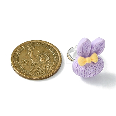 Bunny Resin Finger Ring RJEW-JR00638-01-1