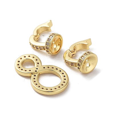 Rack Plating Brass Micro Pave Cubic Zirconia Fold Over Clasps ZIRC-P117-02C-G-1
