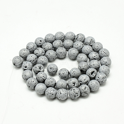 Electroplate Natural Lava Rock Beads Strands G-T058-03I-4MM-1