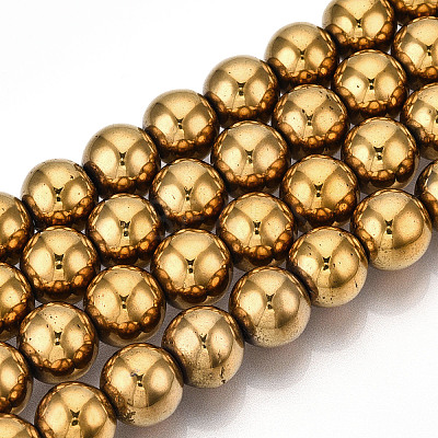 Non-magnetic Synthetic Hematite Beads Strands G-S096-12mm-2-1