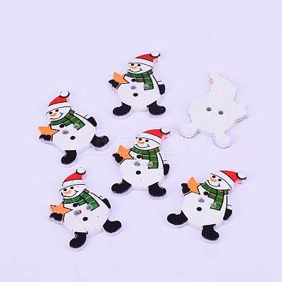 2-Hole Printed Wooden Buttons WOOD-WH0104-09-1