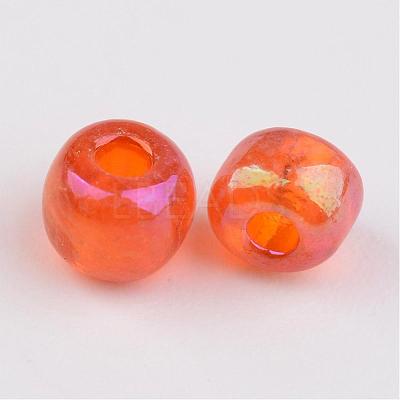 Transparent Rainbow Colours Round Glass Seed Beads X-SEED-A007-4mm-169B-1