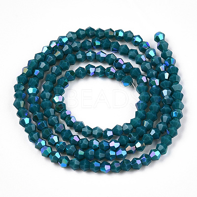 Opaque Solid Color Electroplate Glass Beads Strands EGLA-A039-P2mm-L18-1