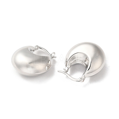Brass Flat Round Thick Hoop Earrings for Women EJEW-Q024-05P-1