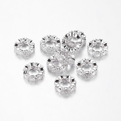 Brass Cubic Zirconia European Beads ZIRC-F001-109P-1