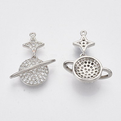 Brass Micro Pave Cubic Zirconia Pendants KK-T050-42P-NF-1