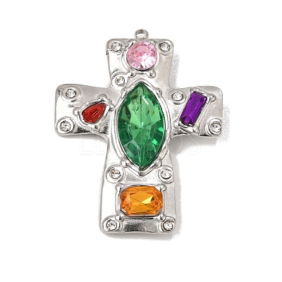 304 Stainless Steel Rhinestone Pendants RB-CBA9060-03P-1