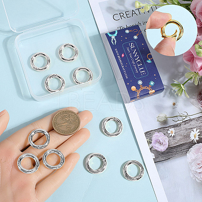 12Pcs Brass Spring Gate Rings KK-SC0008-03P-1