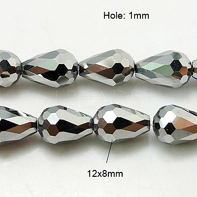 Electroplate Glass Beads Strands EGLA-D017-12x8mm-5-1