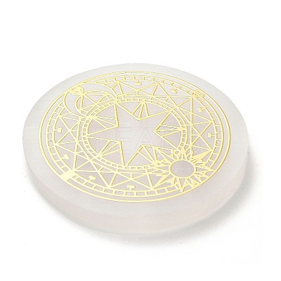 Flat Round Natural Selenite Slice Coasters AJEW-C042-01A-1