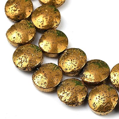 Electroplated Natural Lava Rock Beads Strands G-K388-01D-1