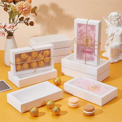 Cardboard Drawer Gift Storage Boxes with Clear Cover CON-WH0092-72C-01-1