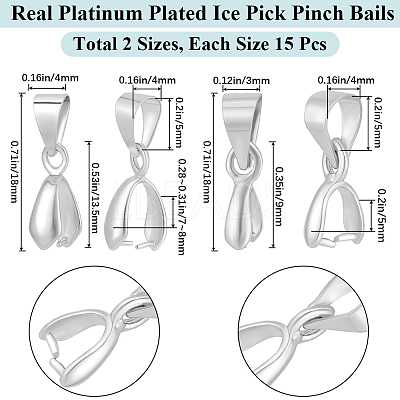 30Pcs 2 Style Rack Plating Brass Ice Pick Pinch Bails KK-BBC0013-34-1