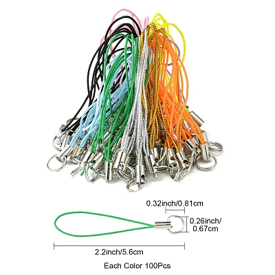 100Pcs Polyester Cord Mobile Straps MOBA-FS0001-02D-1