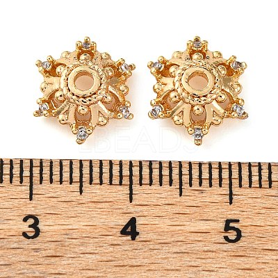 Brass Micro Pave Clear Cubic Zirconia Bead Caps KK-K378-47A-G-1