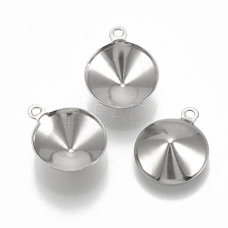 Tarnish Resistant 201 Stainless Steel Pendant Rhinestone Settings STAS-S057-41B-1
