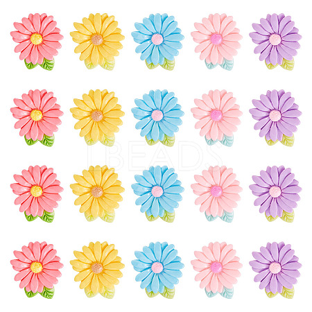 20pcs Opaque Resin Cabochons RESI-TADJ0001-08E-1