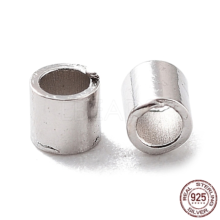 Rhodium Plated 925 Sterling Silver Spacer Tube Beads STER-Z006-01B-P-1