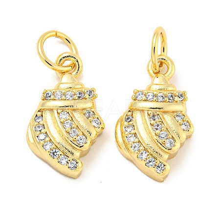 Rack Plating Brass Micro Pave Clear Cubic Zirconia Pendants KK-B093-18G-1