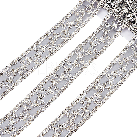 Polyester Hollow Embroidered Lace Trim OCOR-WH0079-13B-1