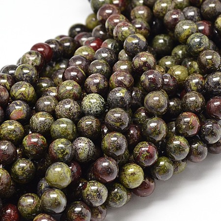 Natural Dragon Blood Jasper Round Beads Strands G-P075-04-10mm-1