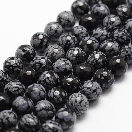 Natural Snowflake Obsidian Beads Strands G-G736-06-8mm-1