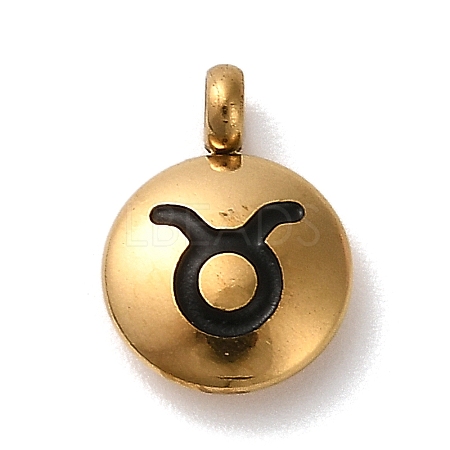 304 Stainless Steel Black Enamel Charms STAS-R009-02G-03-1