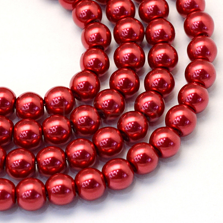 Baking Paint Pearlized Glass Pearl Round Bead Strands HY-Q003-4mm-51-1