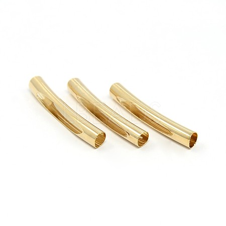 Hollow Brass Curved Tube Beads X-KK-O031-02-1