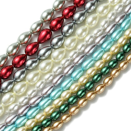 Teardrop Grade A Glass Pearl Beads Strands HY-E001-07A-1