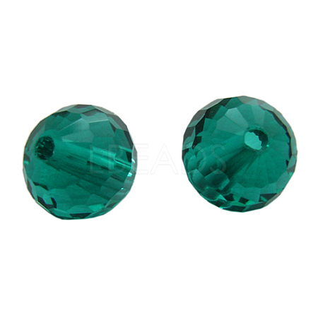 Peacock Green Faceted Round Glass Loose Beads X-GS017-64-1