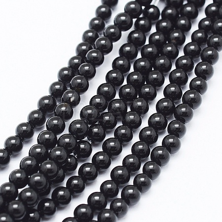 Natural Black Onyx Beads Strands G-E469-08-3mm-1