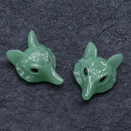 Natural Green Aventurine Carved Healing Fox Head Figurines PW-WG84728-01-1