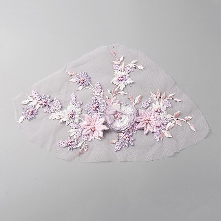3D Flower Pattern Rayon Embroidery Ornament Accessories DIY-WH0399-52A-1