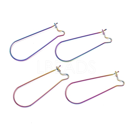 Ion Plating(IP) 304 Stainless Steel Hoop Earrings Findings Kidney Ear Wires STAS-L216-22A-RS-1
