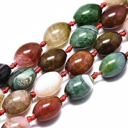 Natural Multi-Color Agate Beads Strands G-S370-071-1