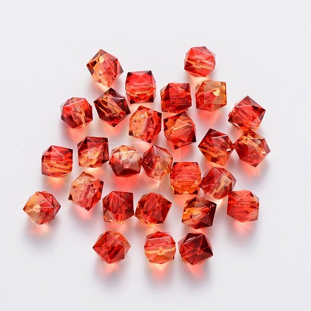 Two Tone Transparent Spray Painted Acrylic Beads X-ACRP-T005-26H-1