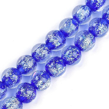 Handmade Gold Foil Lampwork Beads Strands LAMP-Q002-01E-1