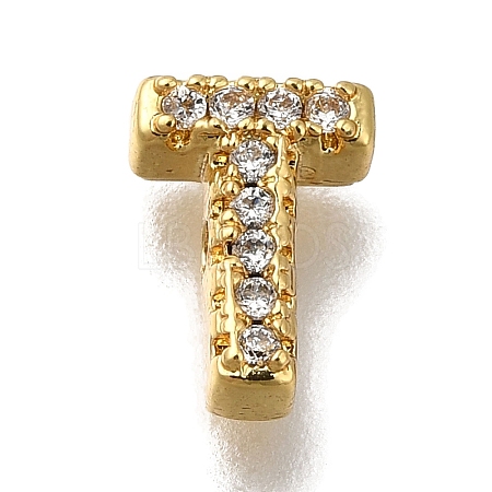 Rack Plating Brass Micro Pave Clear Cubic Zirconia Beads KK-G500-30G-T-1