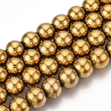 Non-magnetic Synthetic Hematite Beads Strands G-S096-12mm-2-1