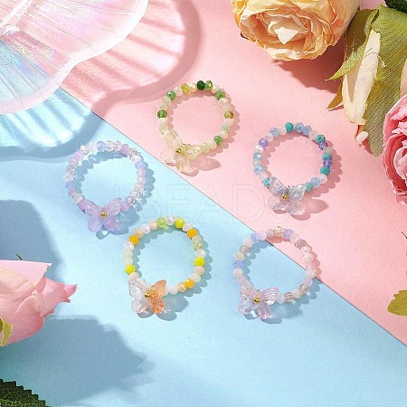 Glass Stretch Rings for Women RJEW-JR00839-1