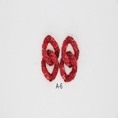 Alloy & Glass Dangle Stud Earrings FS-WG3D9CC-07-1