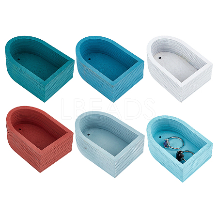 6Pcs 6 Colors Mini Wood Wall Mounted Jewelry Display Stands ODIS-BC0001-38-1